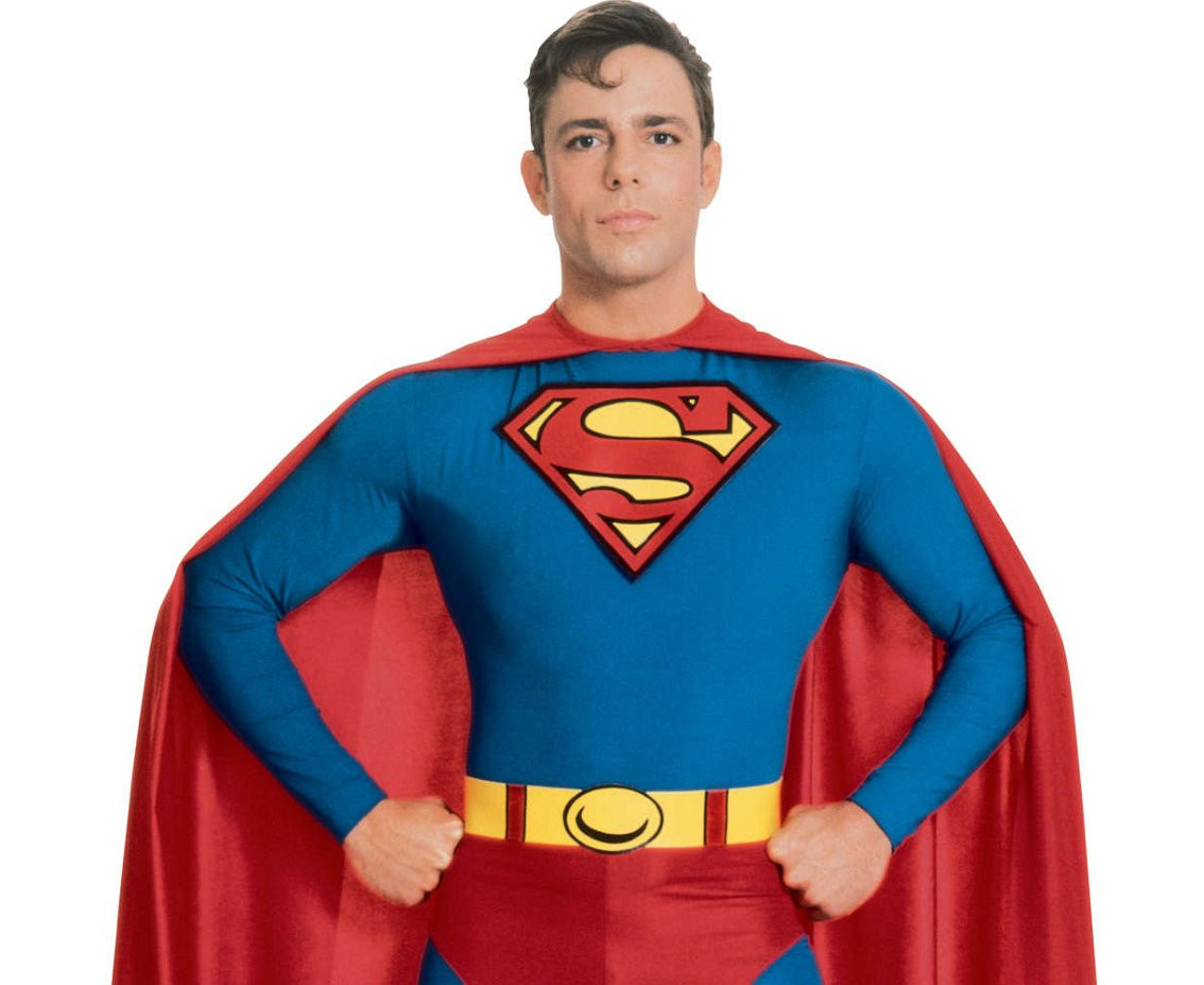 Includes: Superman jumpsuit, cape and belt